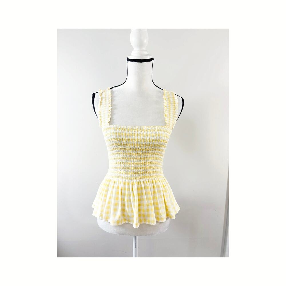 Elodie Yellow Women's Stretch Smock Tank Top - Size M